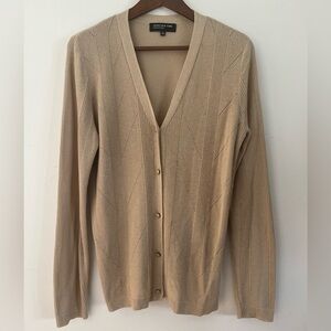 Jones New York Collection Black Label Sweater Cardigan Linen Beige/Tan Large